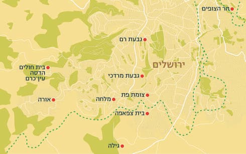 האזורים בהם יתבצעו העבודות. יהיה עמוס. הכנת המפה: אינפוגרפיקה, "ידיעות אחרונות"