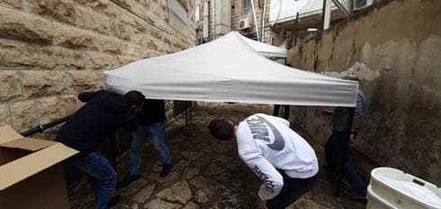 מתחם בדיקות הקורונה במכבי ירושלים
