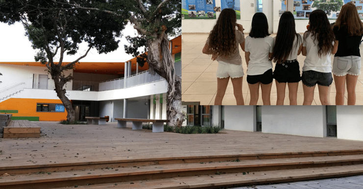 חט"ב רמון (בתמונה הקטנה: תלמידות רעננה שהוצאו מהכיתה)