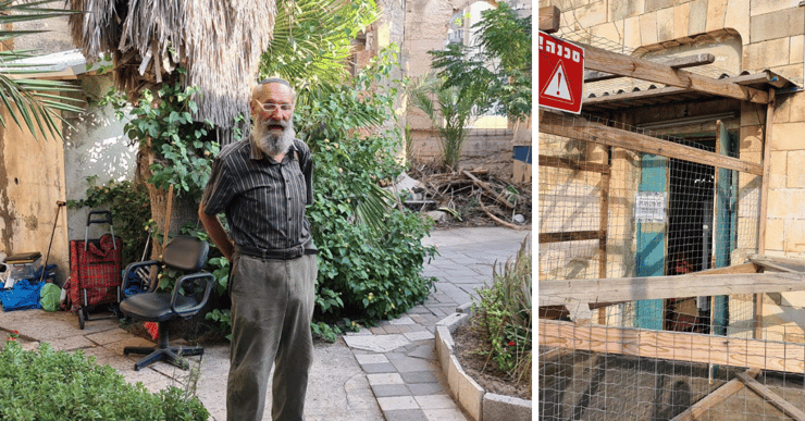 חזן בית הכנסת משה עסיס והפיגומים סביב המבנה