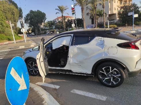זירת התאונה בנתניה