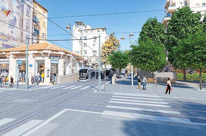 הקו הכחול של הרכבת הקלה במרכז העיר