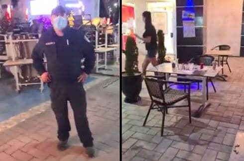 השוטר והמסעדה בעת קבלת הדוח השוטר והמסעדה בעת קבלת הדוח