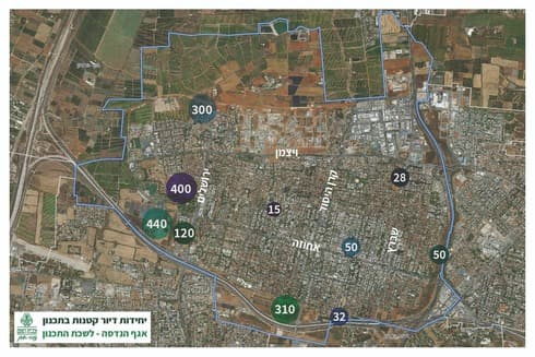 פריסת המוקדים המרכזיים בהם מתוכננות יחידות דיור קטנות בשכונות החדשות.