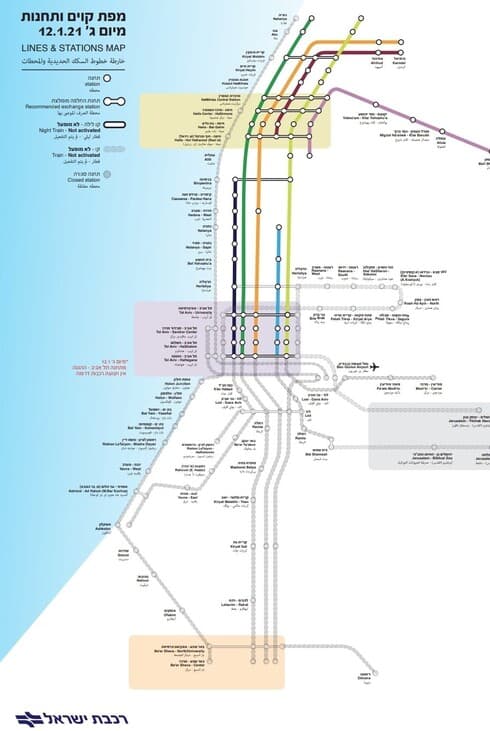 מפת הקווים והרכבות מיום 12.1.20