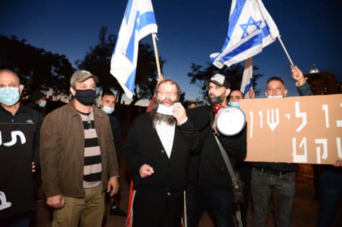 ברוך מרזל בהפגנה בבאר שבע