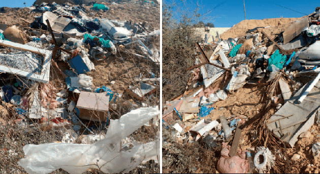 ערימות הפסולת באזור המטווח