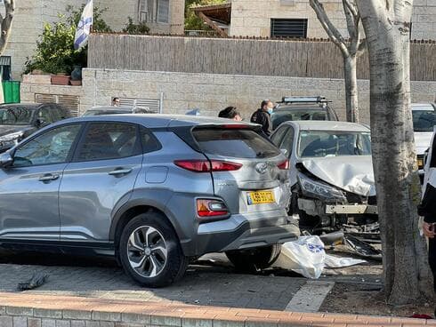 זירת התאונה ברחוב רחמילביץ' בפסגת זאב