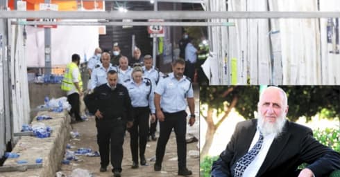 זירת האסון והרב אריה כהן (צילומים: זירת האסון - גיל נחושתן; הרב אריה כהן - קובי קואנקס) זירת האסון והרב אריה כהן