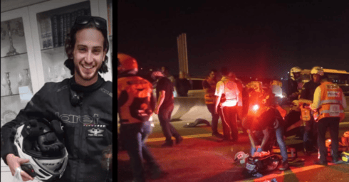 זירת התאונה, מתיתיה ברדה (משמאל) (צילומים: זירת התאונה - דוברות איחוד הצלה; מתיתיה ברדה - מתוך הרשתות החברתיות) זירת התאונה, מתיתיה ברדה (משמאל)
