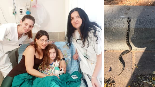 גאיה ואמה ג'ודי יחד עם אילנה טביב, מנהלת הסיעוד של מחלקת ילדים ואביבה וייץ, פיזיותרפיסטית, מרכז רפואי מאיר