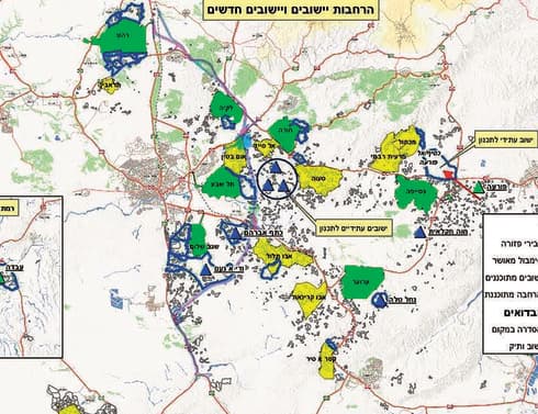 מפת הייישובים הבדואים שמתוכננים לקום בנגב 
