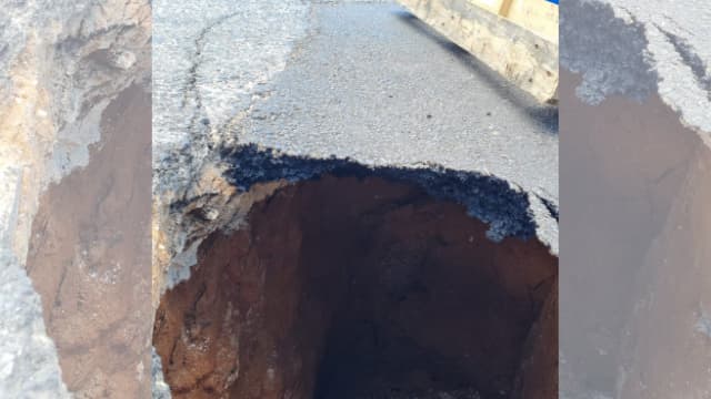 בור ענק באמצע הכביש