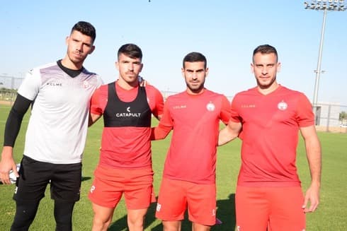 איאד אבו עביד, רועי גורדנה, אביב סולומון ועומרי גלזר. אימון הבכורה של השחקנים החדשים