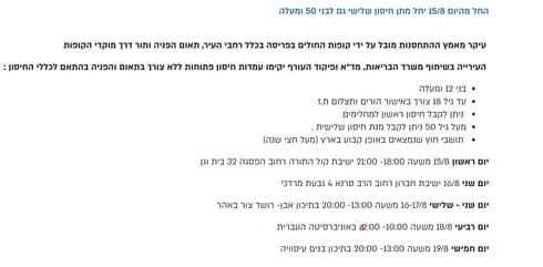 הפרסום באתר העירוני