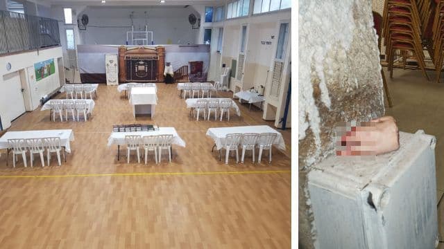 בית חב"ד וירך החזיר שהונח בפתחו