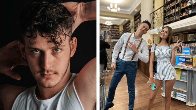 מימין: צילומי הקליפ עם הדוגמנית מאוקראינה. TOMER