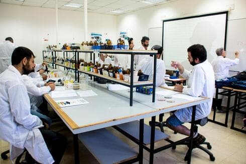 הסטודנטים במהלך העבודה במעבדה