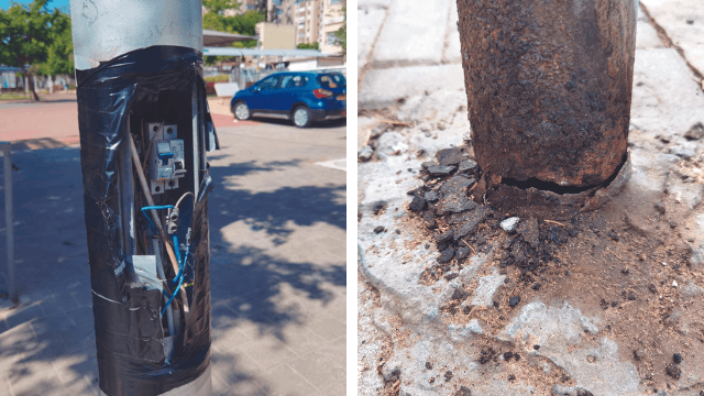 עמודי תאורה מסוכנים ברחבי חולון