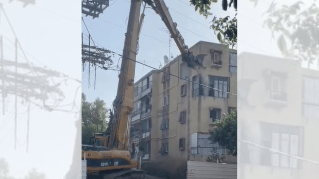 הריסת הבניין ברחוב אנילביץ' בראשון לציון