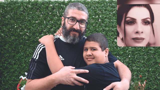 מוחמד מנסור עם בנו עומר השבוע