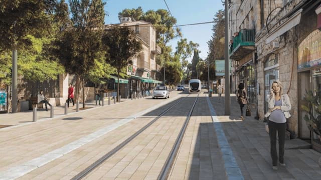 כך תיראה הרכבת הקלה בעמק רפאים. הקו הכחול