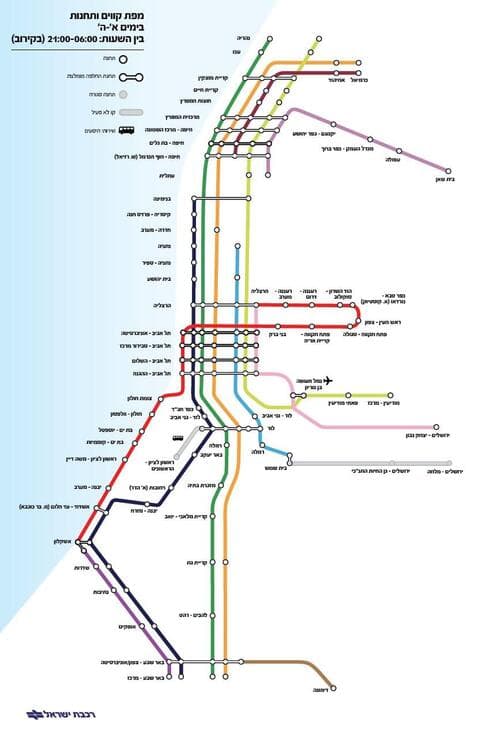 מפת קווים ותחנות לימי ראשון עד חמישי בשעות היום - החל מיום ראשון 26.12.21 (צילום: דוברות רכבת ישראל) מפת קווים ותחנות לימי ראשון עד חמישי בשעות היום - החל מיום ראשון 26.12.21