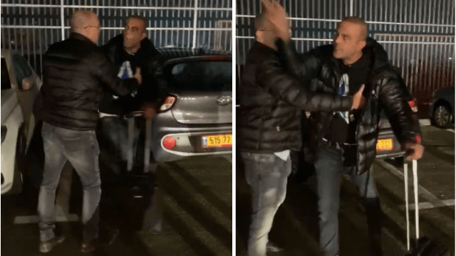 גיא לוזון בעימות עם אוהדי מכבי פתח תקוה (צילום: מתוך הרשת החברתית, שימוש לפי סעיף 27א לחוק זכויות יוצרים) גיא לוזון בעימות עם אוהדי מכבי פתח תקוה