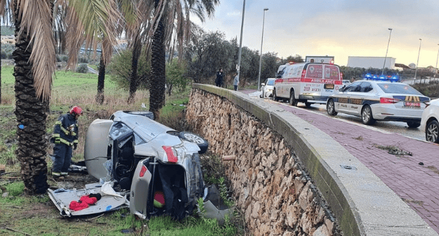 זירת התאונה בכביש 716