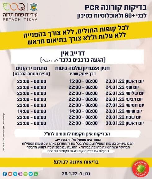 בדיקות PCR לקורונה בפתח תקוה