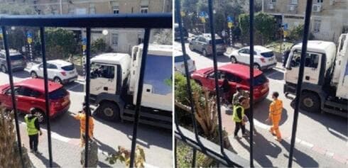 משאית חסומה ברחוב רמז