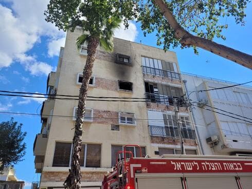 הבניין בתום פעולות הכיבוי