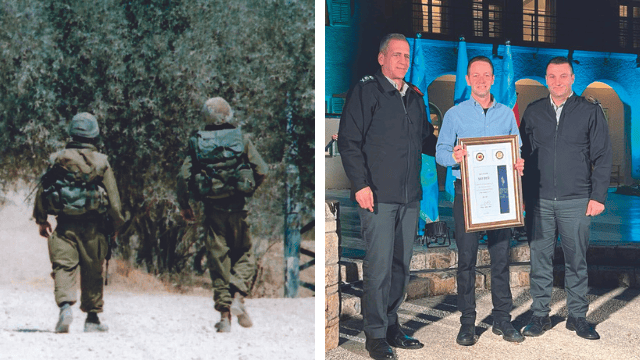 חיילים מפטרלים בנגב ותעודת ההוקרה לערן דורון 