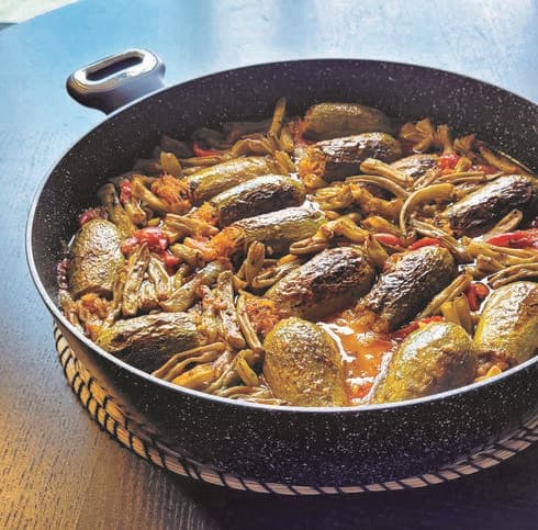 שעועית ירוקה עם עוף וממולאי קישואים