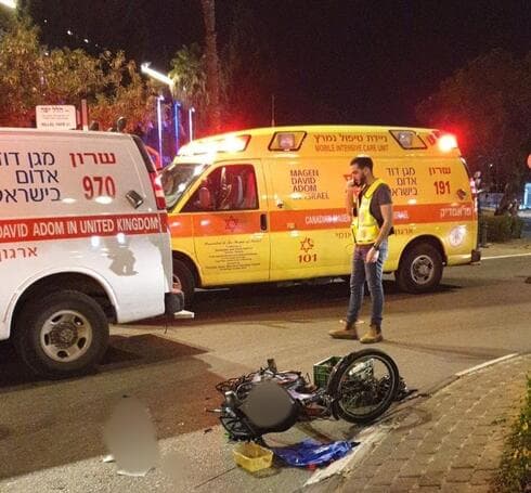 זירת התאונה ברחוב אחד העם בחדרה