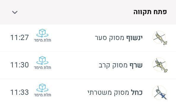 זמני המטס מעל העיר