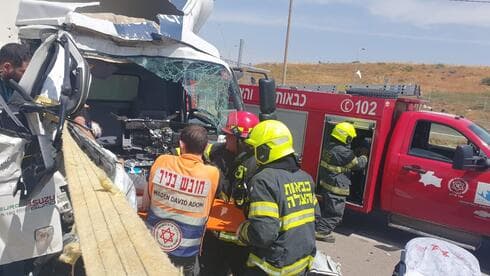 זירת התאונה בכניסה למודיעין