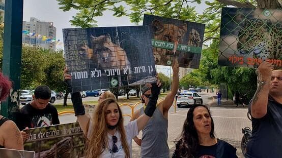 המחאה בכניסה לחי פארק