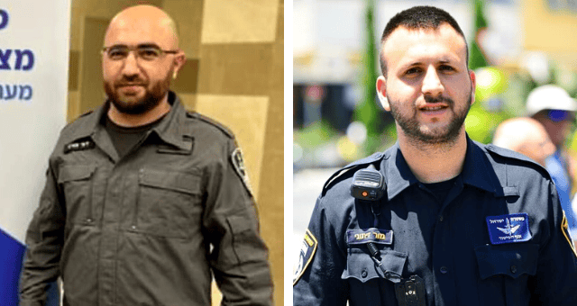 הפקח דוד צ'ורני (משמאל) והשוטר מור זבולוני