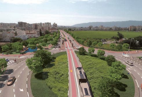מטרונית קרית אתא ברחוב התעלה, מעגל תנועה בצומת מנדלי מוכר ספרים  
