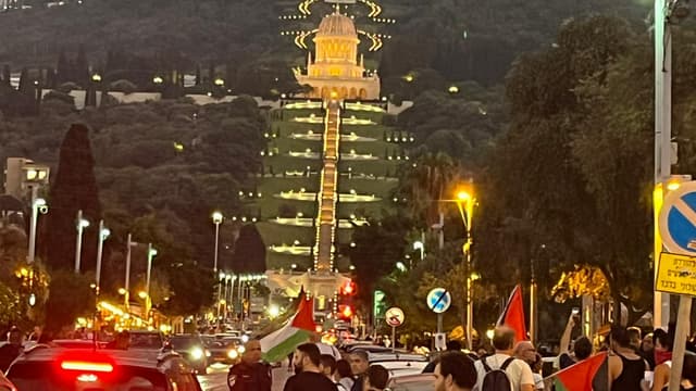 הפגנת תמיכה פלסטינית במושבה הגרמנית בחיפה