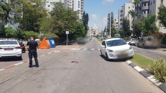 זירת התאונה ברחוב ששת הימים בחדרה