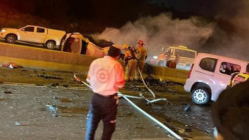 מזירת התאונה הקטלנית בכביש 5
