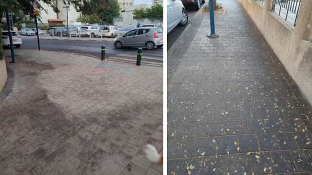 החומר שהופרש על המדרכה