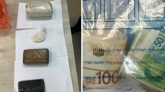 הסמים והכסף שנתפסו