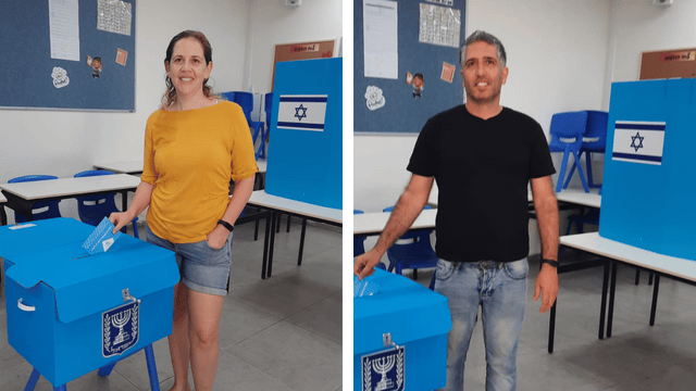 יניב ועדי עבדי מצביעים בקלפי ברחובות