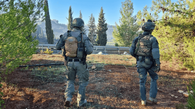 זירת הפיגוע בכניסה לעיר, כוחות במקום (צילום: דוברות המשטרה) זירת הפיגוע בכניסה לעיר, כוחות במקום