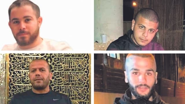 מימין לשמאל בכיוון השעון: יזן נאסר, מג'ד שיך יוסוף, אימן נאסר ואימן סמארה ז"ל