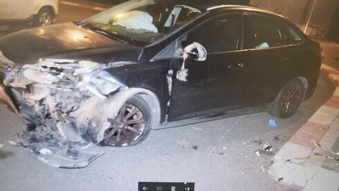 מכוניתו של הנהג בתום המרדף
