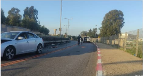 זירת התאונה בדרך יגאל ידין 